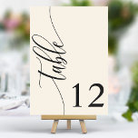 Tarjeta De Mesa Boda de caligrafía moderna de Ivory Cream<br><div class="desc">Guíe a sus huéspedes para sentarse con estos elegantes números de mesa de boda de marfil de moda. Con un diseño minimalista con caligrafía moderna, estos números de mesa le dan un toque sofisticado a la recepción de su boda. El suave fondo y la tipografía limpia y elegante garantizan una...</div>