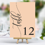 Tarjeta De Mesa Boda de caligrafía moderna de Peach Peach<br><div class="desc">Guíe a sus huéspedes para que se sientan con estos elegantes números de mesa de boda de melocotón suave de moda. Con un diseño minimalista con caligrafía moderna, estos números de mesa le dan un toque sofisticado a la recepción de su boda. El suave fondo y la tipografía limpia y...</div>
