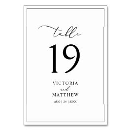 Tarjeta De Mesa Boda de caligrafía moderna en blanco y negro