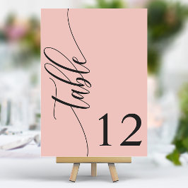 Tarjeta De Mesa Boda de Caligrafía Moderna Rosa Coral Suave