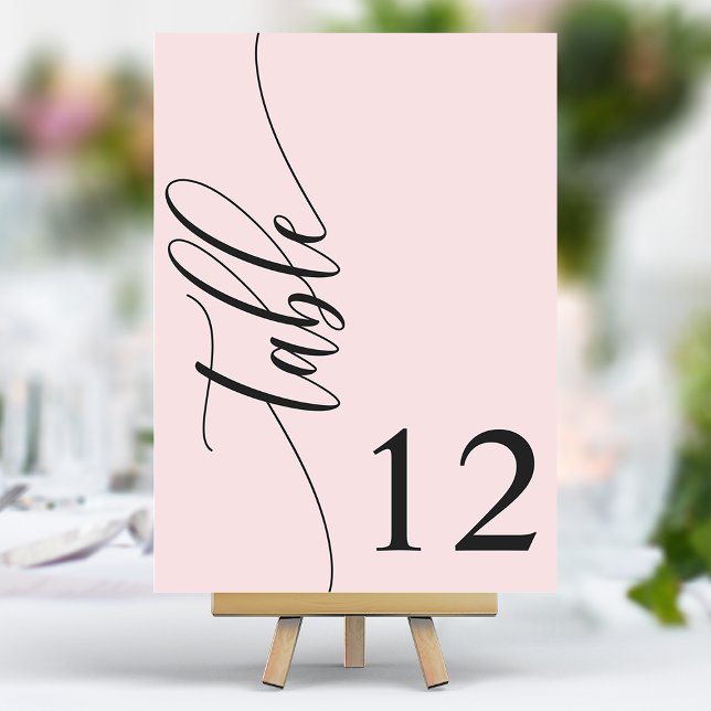 Tarjeta De Mesa Boda de caligrafía moderna rosa de Rubor (Subido por el creador)