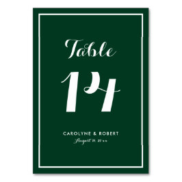 Tarjeta De Mesa Boda de Caligrafía Moderna Verde Bosque