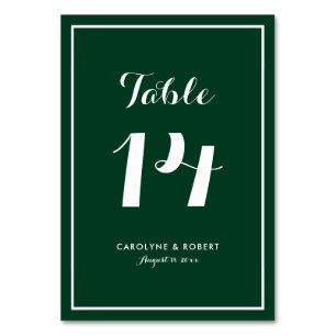 Tarjeta De Mesa Boda de Caligrafía Moderna Verde Bosque