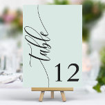 Tarjeta De Mesa Boda de caligrafía moderna verde de Pastel Mint<br><div class="desc">Los huéspedes podrán sentarse con estos elegantes números de mesa de boda verde verde pastel de moda. Con un diseño minimalista con caligrafía moderna, estos números de mesa le dan un toque sofisticado a la recepción de su boda. El suave fondo y la tipografía limpia y elegante garantizan una fácil...</div>