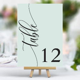 Tarjeta De Mesa Boda de caligrafía moderna verde de Pastel Mint