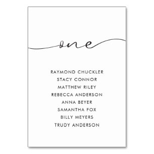 Tarjeta De Mesa Boda de caligrafía negra moderna Tabla 1