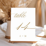 Tarjeta De Mesa Boda de caligrafía romántica de oro número 14,<br><div class="desc">Cuadro 14. Compruebe todos los números disponibles. | Romántico y elegante número de tabla de boda de caligrafía rápida con monogramas. Para una personalización más avanzada de este diseño,  haga clic en el BOTÓN HERRAMIENTA DE DISEÑO AZUL de arriba.</div>