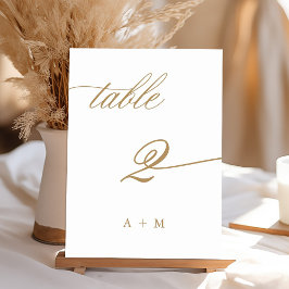 Tarjeta De Mesa Boda de caligrafía romántica de oro número 2,