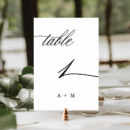 Tarjeta De Mesa Boda de caligrafía romántica número 1,