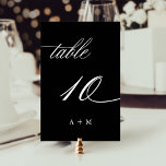 Tarjeta De Mesa Boda de caligrafía romántica número 10, negro<br><div class="desc">Cuadro 10. Compruebe todos los números disponibles. | Romántico y elegante número de tabla de boda de caligrafía rápida con monogramas. Para una personalización más avanzada de este diseño,  haga clic en el BOTÓN HERRAMIENTA DE DISEÑO AZUL de arriba.</div>