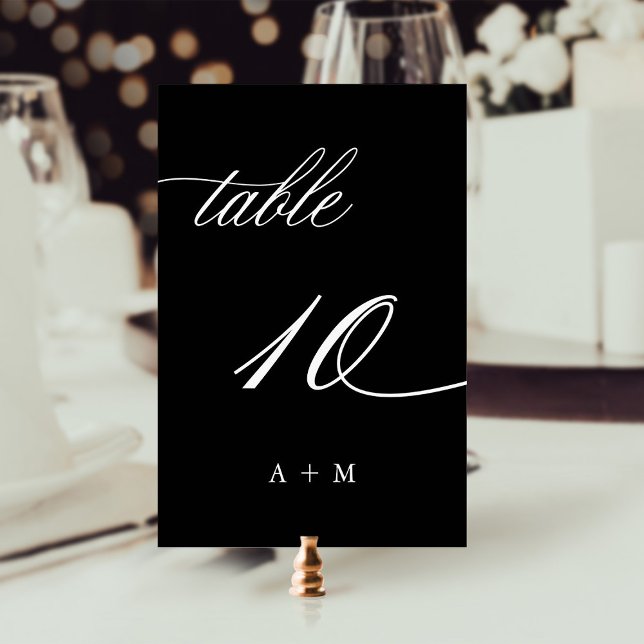 Tarjeta De Mesa Boda de caligrafía romántica número 10, negro (Subido por el creador)