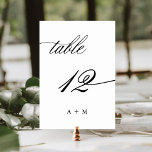 Tarjeta De Mesa Boda de caligrafía romántica número 12,<br><div class="desc">Cuadro 12 Compruebe todos los números disponibles. | Romántico y elegante número de tabla de boda de caligrafía rápida con monogramas. Para una personalización más avanzada de este diseño,  haga clic en el BOTÓN HERRAMIENTA DE DISEÑO AZUL de arriba.</div>
