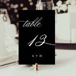 Tarjeta De Mesa Boda de caligrafía romántica número 13, negro<br><div class="desc">Cuadro 13. Compruebe todos los números disponibles. | Romántico y elegante número de tabla de boda de caligrafía rápida con monogramas. Para una personalización más avanzada de este diseño,  haga clic en el BOTÓN HERRAMIENTA DE DISEÑO AZUL de arriba.</div>