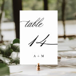 Tarjeta De Mesa Boda de caligrafía romántica número 14,<br><div class="desc">Cuadro 14. Compruebe todos los números disponibles. | Romántico y elegante número de tabla de boda de caligrafía rápida con monogramas. Para una personalización más avanzada de este diseño,  haga clic en el BOTÓN HERRAMIENTA DE DISEÑO AZUL de arriba.</div>