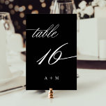 Tarjeta De Mesa Boda de caligrafía romántica número 16, negro<br><div class="desc">Cuadro 16. Compruebe todos los números disponibles. | Romántico y elegante número de tabla de boda de caligrafía rápida con monogramas. Para una personalización más avanzada de este diseño,  haga clic en el BOTÓN HERRAMIENTA DE DISEÑO AZUL de arriba.</div>