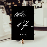 Tarjeta De Mesa Boda de caligrafía romántica número 17, negro<br><div class="desc">Cuadro 17. Compruebe todos los números disponibles. | Romántico y elegante número de tabla de boda de caligrafía rápida con monogramas. Para una personalización más avanzada de este diseño,  haga clic en el BOTÓN HERRAMIENTA DE DISEÑO AZUL de arriba.</div>