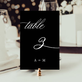 Tarjeta De Mesa Boda de caligrafía romántica número 3, negro