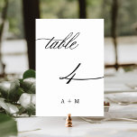 Tarjeta De Mesa Boda de caligrafía romántica número 4,<br><div class="desc">Cuadro 4. Compruebe todos los números disponibles. | Romántico y elegante número de tabla boda de caligrafía rápida con iniciales. Para una personalización más avanzada de este diseño,  haga clic en el BOTÓN HERRAMIENTA DE DISEÑO AZUL de arriba.</div>