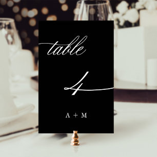 Tarjeta De Mesa Boda de caligrafía romántica número 4, negro