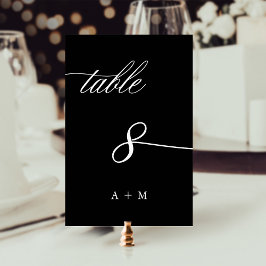 Tarjeta De Mesa Boda de caligrafía romántica número 8, negro