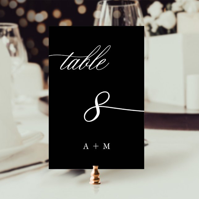 Tarjeta De Mesa Boda de caligrafía romántica número 8, negro (Subido por el creador)
