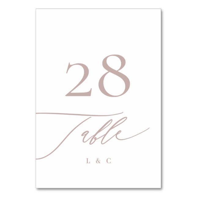 Tarjeta De Mesa Boda de caligrafía rosada tradicional (Anverso)