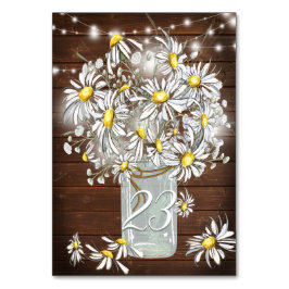 Tarjeta De Mesa Boda de campo Mason Jar Daisies BarefootBride™