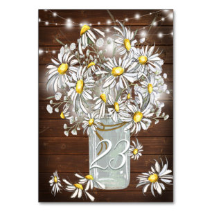 Tarjeta De Mesa Boda de campo Mason Jar Daisies BarefootBride™