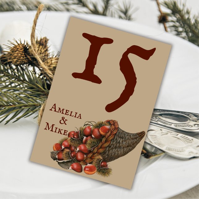 Tarjeta De Mesa Boda de castañas de invierno marrón (Subido por el creador)