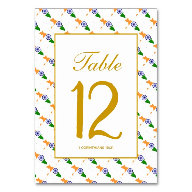 Tarjeta De Mesa Boda de Celebración de Banquete INDIA (Anverso)