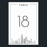 Tarjeta De Mesa Boda de Chicago | Número de tabla<br><div class="desc">Una tabla de tarjetas boda única para un matrimonio que tiene lugar en la hermosa ciudad de Chicago, Illinois. Cuenta con un número de tabla simplificado que se encuentra sobre una versión estilizada del paisaje único de la famosa ciudad. Este artículo es parte de una colección más grande de piezas...</div>