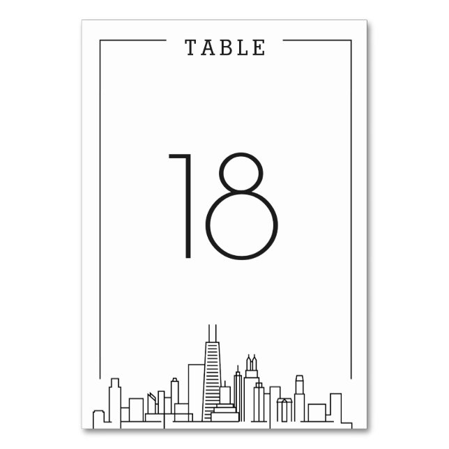 Tarjeta De Mesa Boda de Chicago | Número de tabla (Anverso)