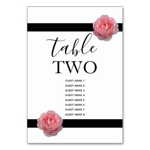 Tarjeta De Mesa Boda de cinta negra rosa rosa