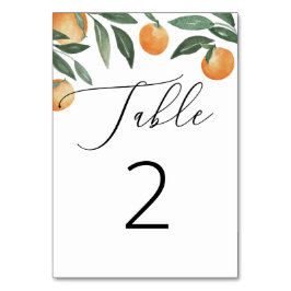 Tarjeta De Mesa Boda de cítricos acuarela. Naranja floral de veran
