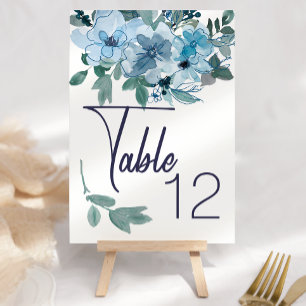 Tarjeta De Mesa Boda de color azul pastel moderno número de tabla
