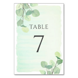 Tarjeta De Mesa Boda de color de agua Eucalyptus Greenery