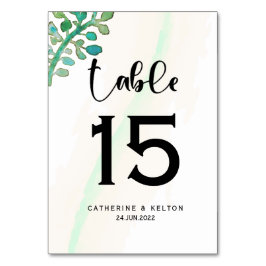 Tarjeta De Mesa Boda de color de agua onírico elegante