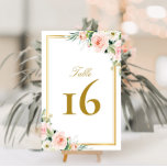Tarjeta De Mesa boda de color rosa del marco dorado clásico<br><div class="desc">cuadro de boda floral color rosa rosado del marco dorado número de tabla.</div>