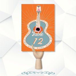 Tarjeta De Mesa Boda de colores audaces de Cowboy Western Guitar