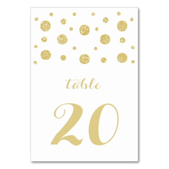 Tarjeta de mesa Boda de Confetti Purpurina de oro (Anverso)