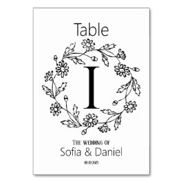 Tarjeta De Mesa Boda de contorno de margarita floral simple 
