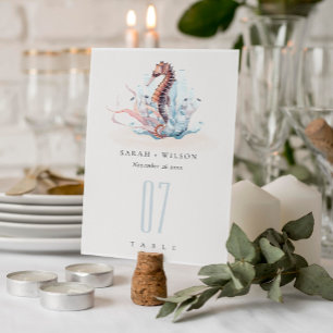 Tarjeta De Mesa Boda de coral de algas marinas subacuáticas Pastel