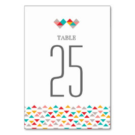 Tarjeta De Mesa Boda de corazones de triángulo geométrico colorido