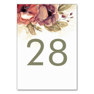 Tarjeta De Mesa Boda de cosecha acuarela floral