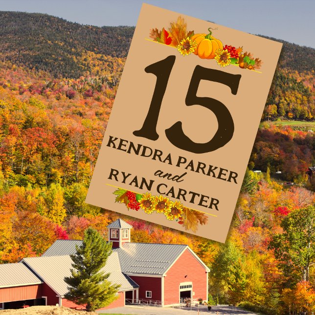 Tarjeta De Mesa Boda de cosecha de otoño de agricultores (Subido por el creador)