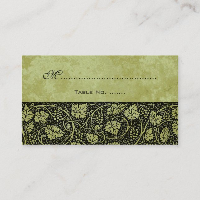 Tarjeta De Mesa Boda de cosecha, hojas de vid de uva victorianas (Anverso)