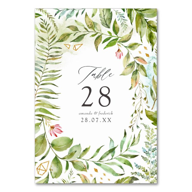 Tarjeta De Mesa Boda de cristal geométrico acuarela (Anverso)