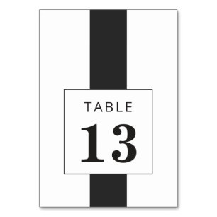 Tarjeta De Mesa Boda de cuadro geométrico mínimo en blanco y negro