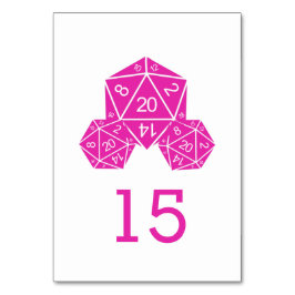 Tarjeta de mesa Boda de dados D20 rosa