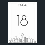 Tarjeta De Mesa Boda de Dallas | Número de tabla<br><div class="desc">Una tabla de tarjetas boda única para un matrimonio que tiene lugar en la hermosa ciudad de Dallas. Cuenta con un número de tabla simplificado que se encuentra sobre una versión estilizada del paisaje único de la famosa ciudad. Este artículo es parte de una colección más grande de piezas múltiples...</div>